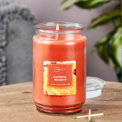 Scented Mandarin Single-Wick Large Glass Jar Candle, 20 oz